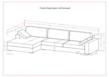 Charlie - Deep Seater Left Sectional Sofa - Gray