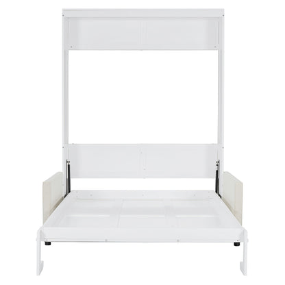 Full Size Murphy Wall Bed With Cushion - White