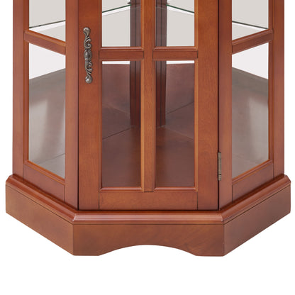Corner Curio Cabinet With 5 Shelves And Lighting System (E26 Light Bulb Not Included) - Walnut