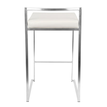 Fuji - Contemporary, Stackable Counter Stool (Set of 3) - White