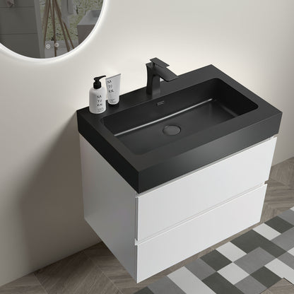 Alice - 24" Bathroom Vanity With Sink, Large Storage Wall Mounted Floating Bathroom Vanity For Modern Bathroom, One-Piece Black Sink Basin Without Drain And Faucet - White / Black