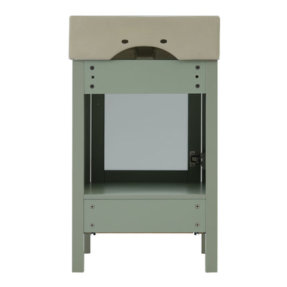 Bathroom Vanity With Ceramic Sink And Ample Storage, Ideal For Small Bathrooms - Green