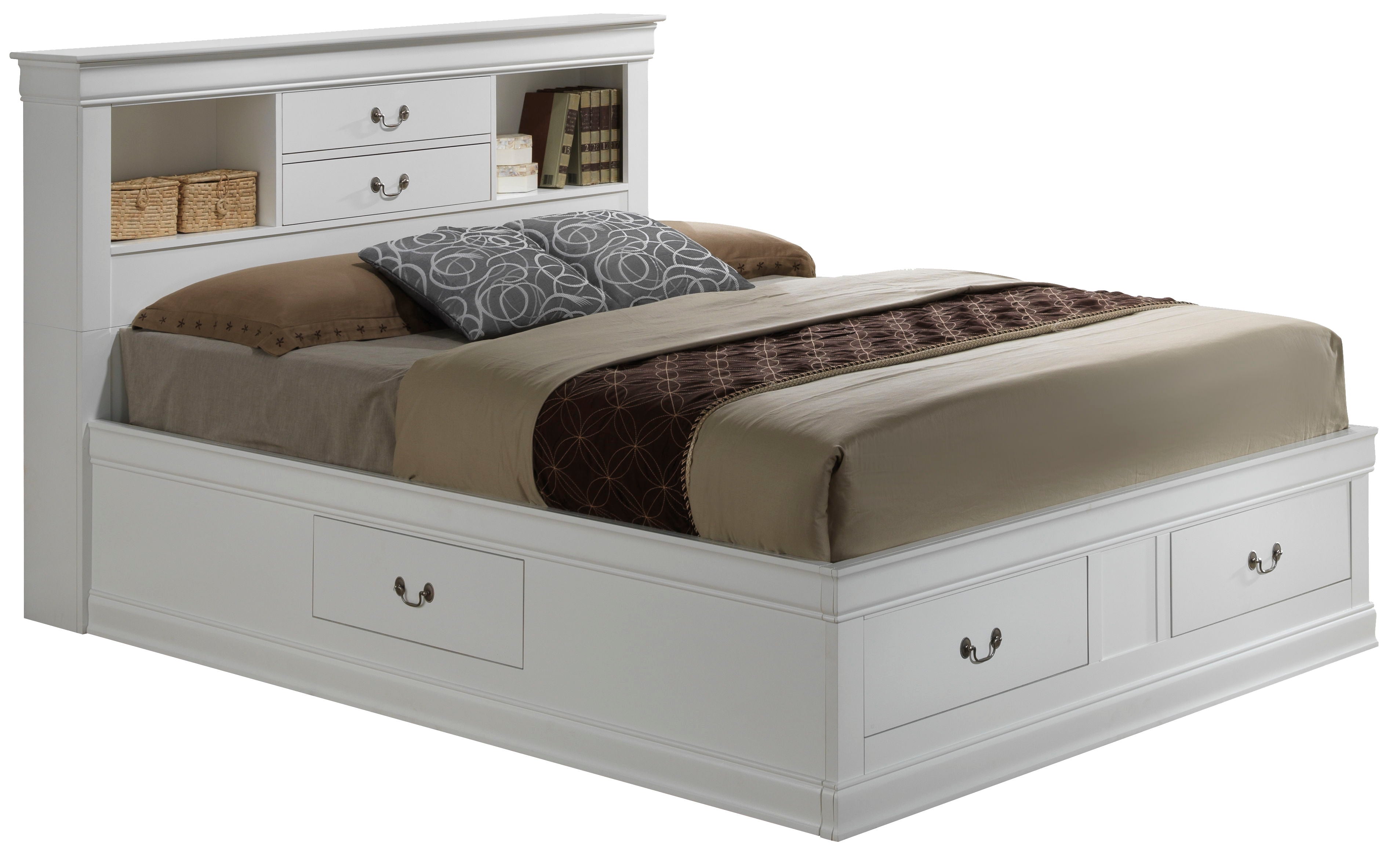 Louis Phillipe - Full Storage Bed - White