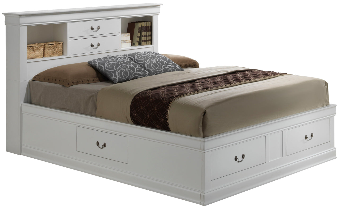 Louis Phillipe - Full Storage Bed - White