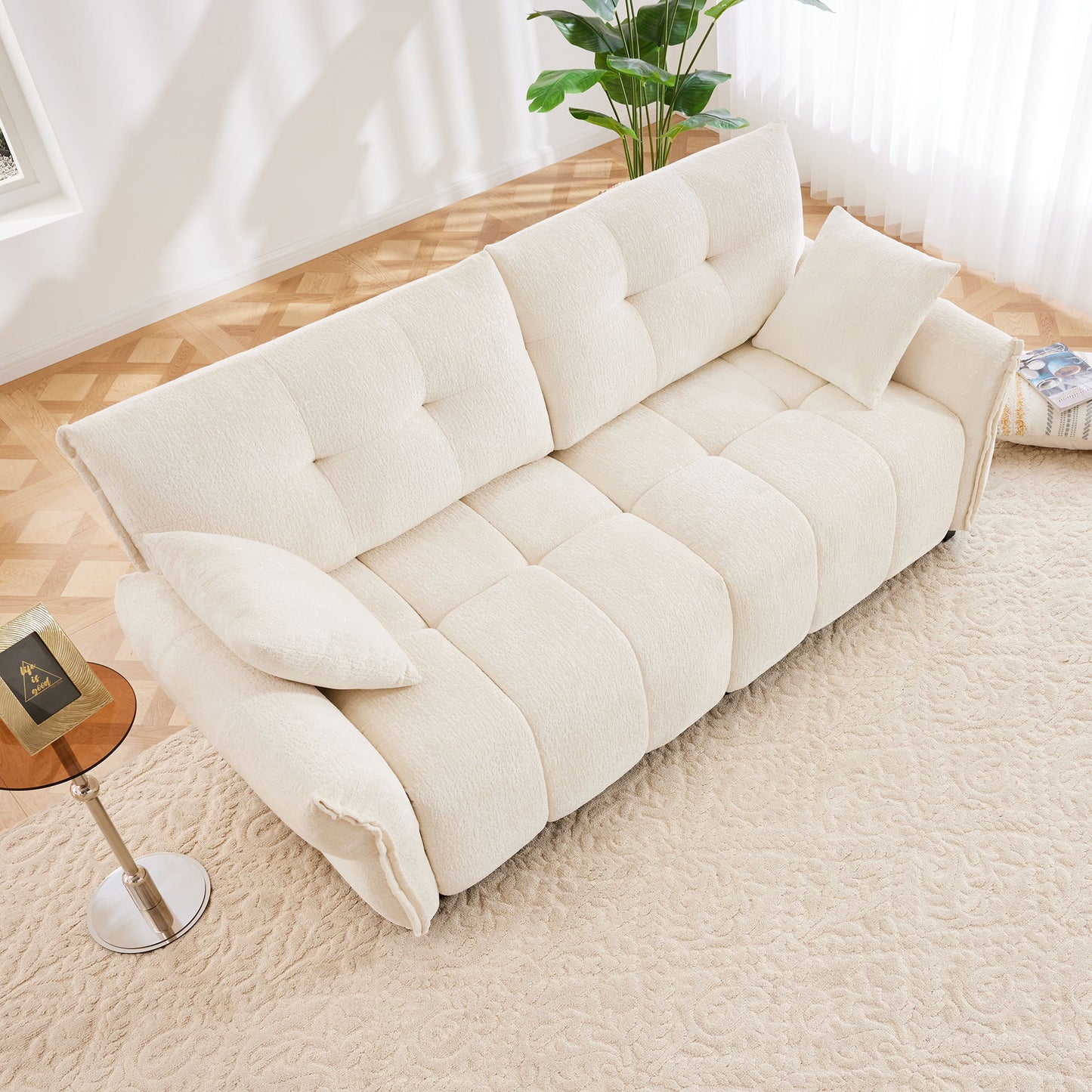 Premium Ergonomic 2 Seater Sofa With High Resilience Foam Cushions For Modern Living Spaces - White