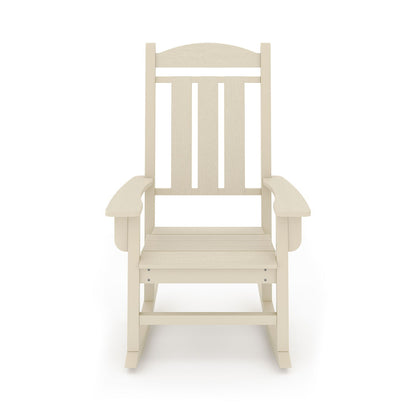 Traditional Porch Rocker Classic HDPE Poly Lumber For Porch, Patio, And Garden Comfort - Beige