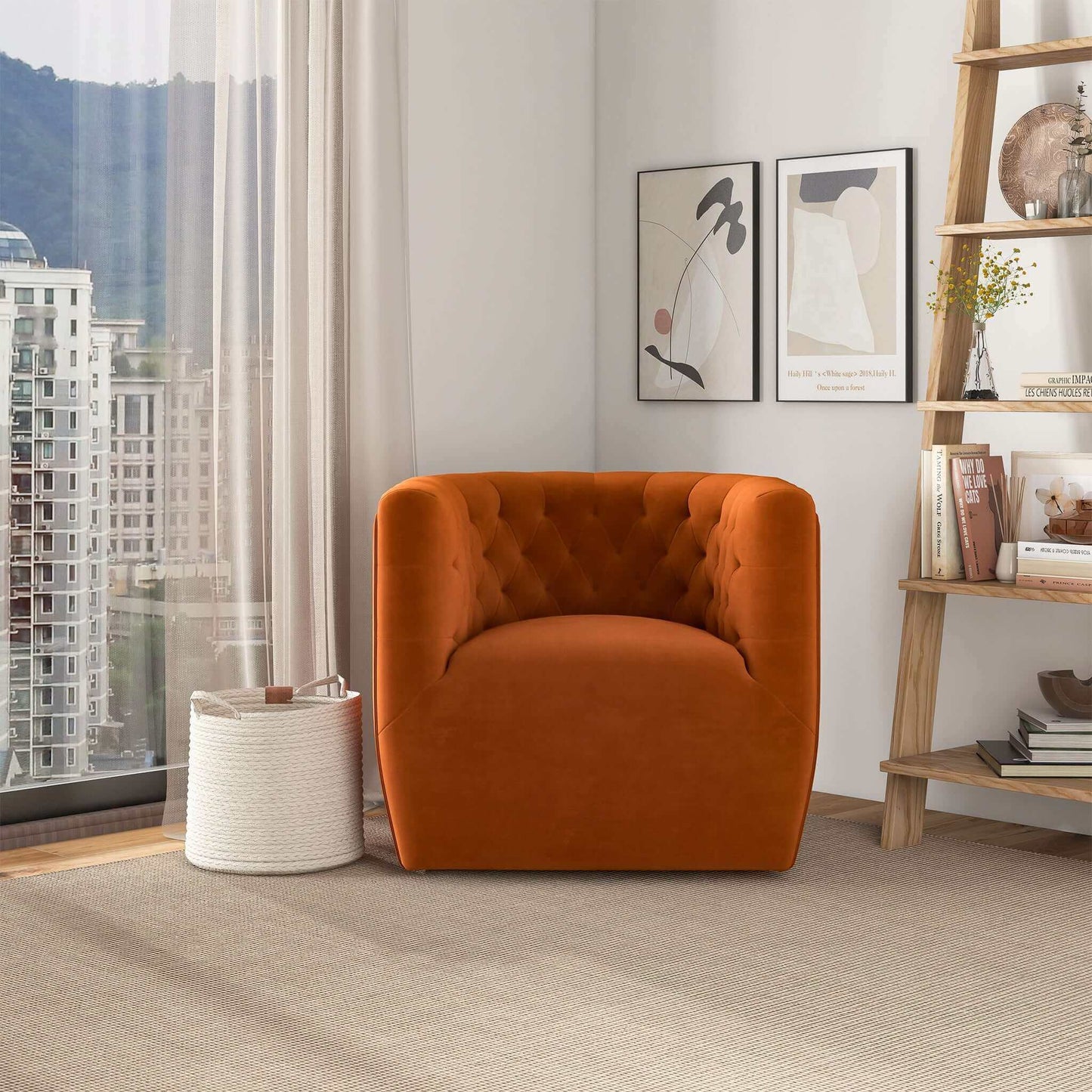 Delaney - Swivel Chair - Burnt Orange