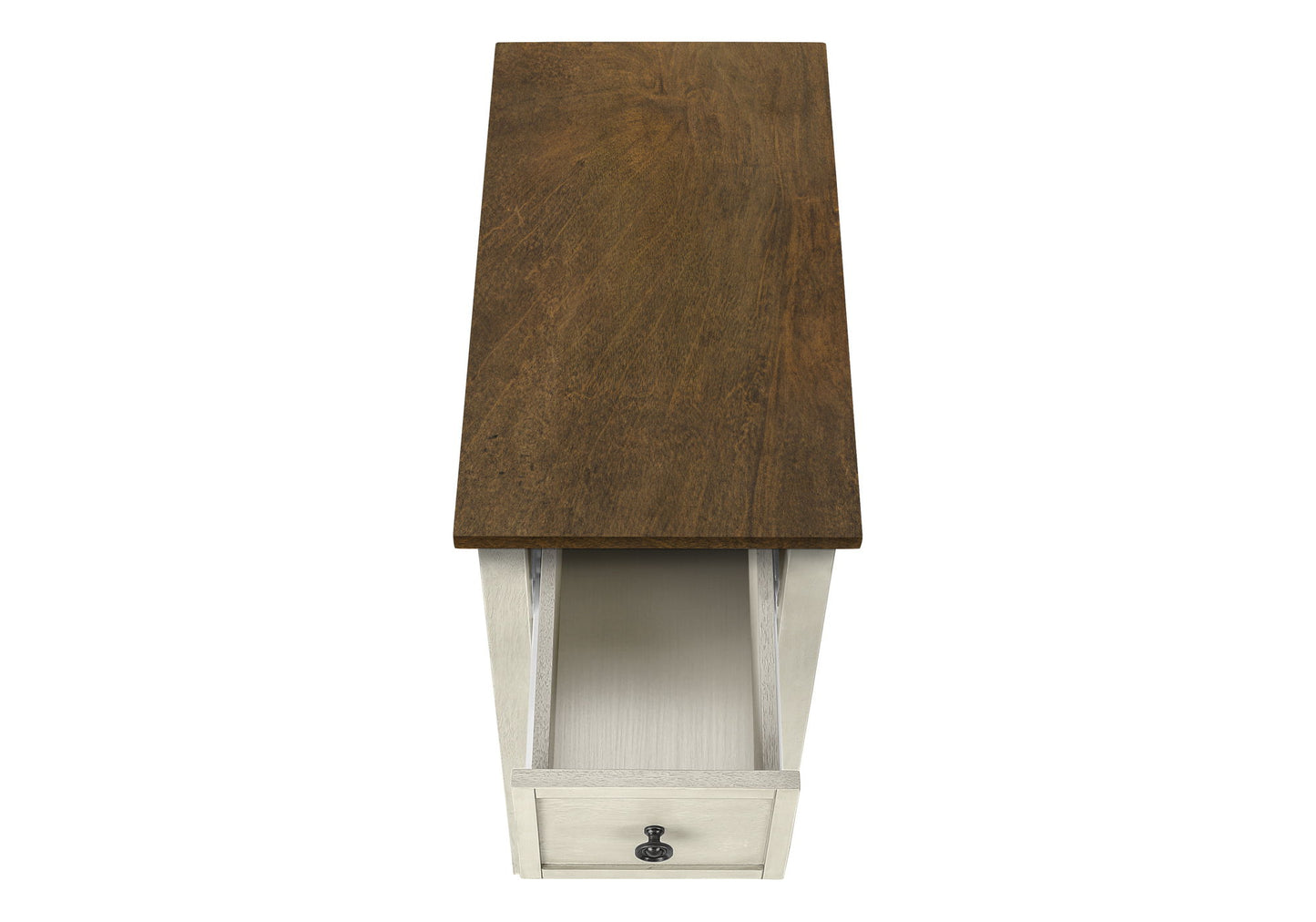 Accent End Table, 2 Tier, Narrow, Lamp, Storage Drawer, Transitional - White