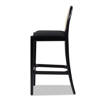 Panama - Curved Back Cane Bar Stool (Set of 2) - Ebony Black