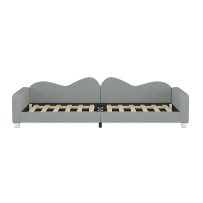 Twin Size Upholstered Daybed, Sherpa Fabric Sofabed With Cloud-Shaped Backrest, No Box - Spring Needed - Gray