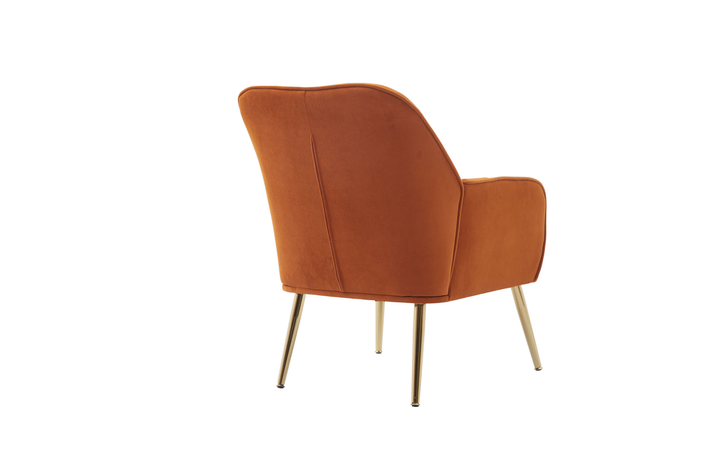 Modern Mid-Century Chair Velvet Sherpa Armchair For Living Room Bedroom Office - Orange