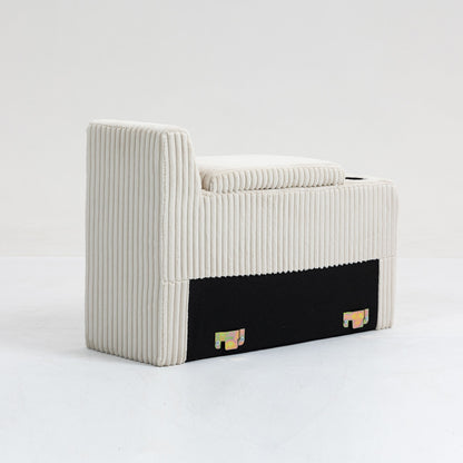 Modular Sofa Coffee Table Module With Storage Function, Cupholders, USB Ports For Living Room Apartment - Beige