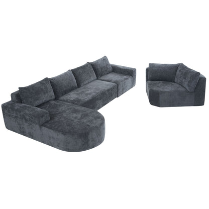 Oversized Modular Sofa Cloud Sectional Sofa Set Upholstered Couches U - Shaped Sofa With Deep Seat For Living Room - Gray