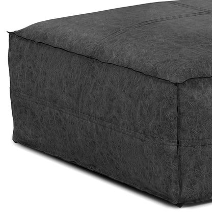 Brody - Large Square Coffee Table Pouf - Distressed Black