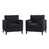 Wide Modern Farmhouse Performance Accent Chair With Black Legs, Wood Base Reading Armchair Single Sofa With 2 Bolster Pillows For Living Room Offices And Lounge - Black