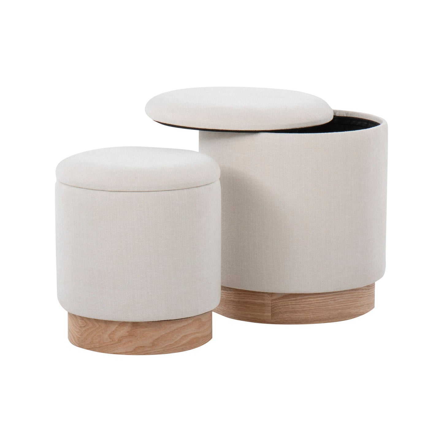 Marla - Contemporary Nesting Ottoman Set - Natural / Cream