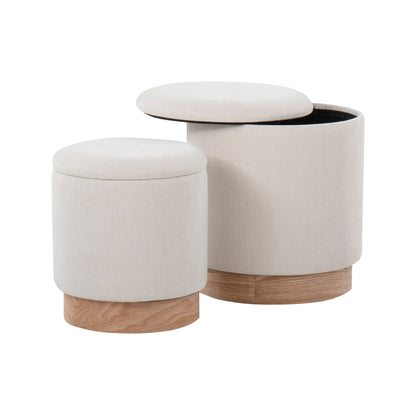 Marla - Contemporary Nesting Ottoman Set - Natural / Cream