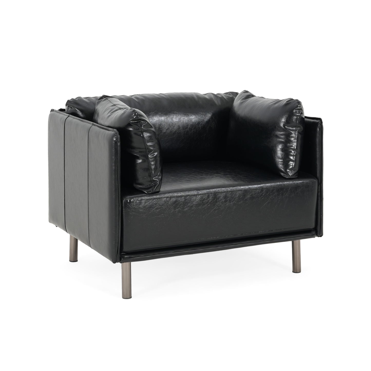 Vintage Lounge Chair With Polyester Upholstery - Black