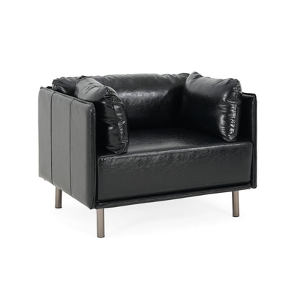 Vintage Lounge Chair With Polyester Upholstery - Black
