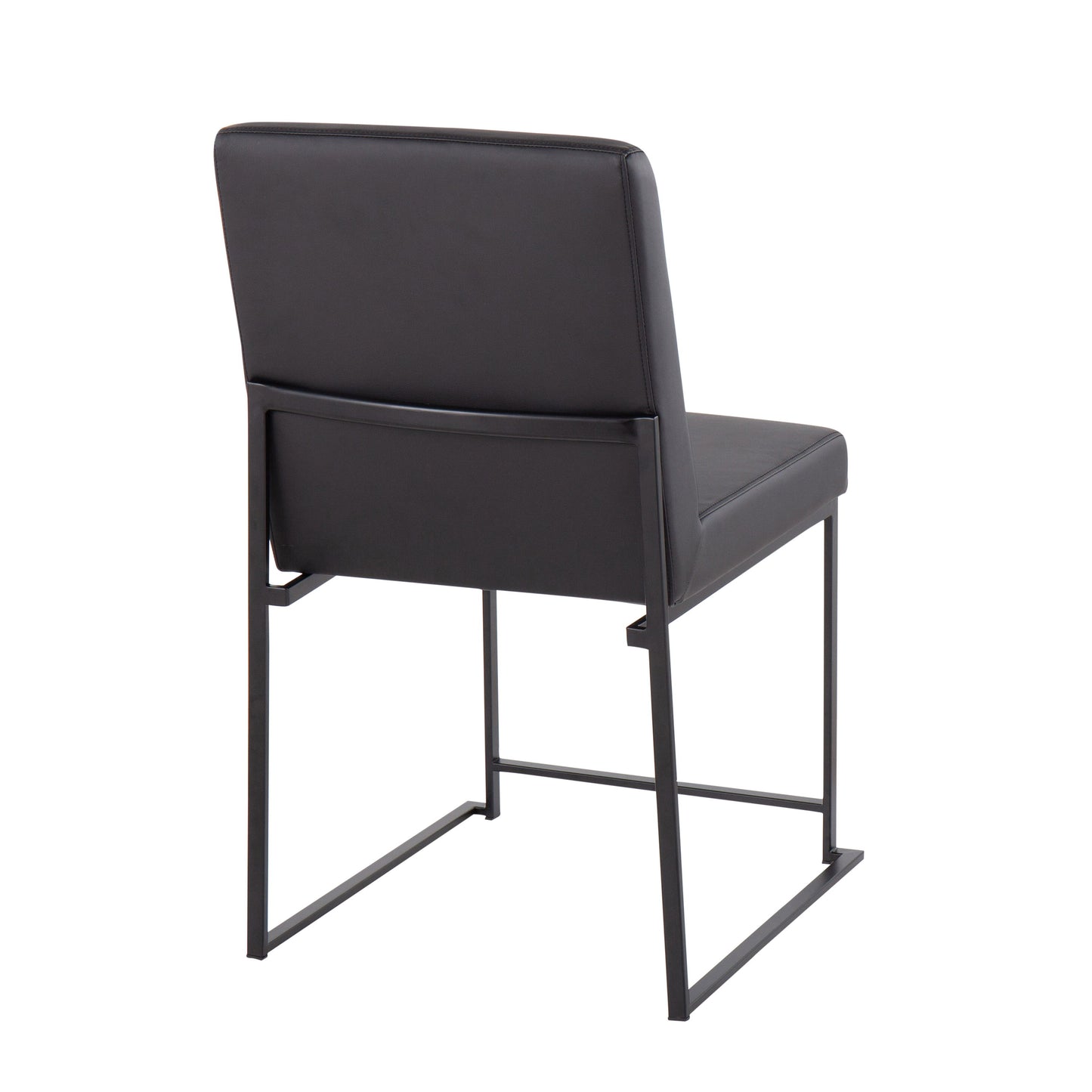 Fuji - Contemporary, High Back Faux Leather Dining Chair (Set of 2) - Black