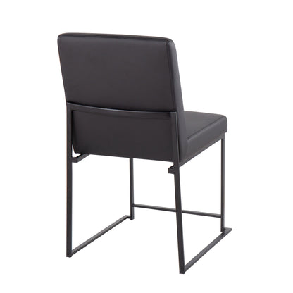 Fuji - Contemporary, High Back Faux Leather Dining Chair (Set of 2) - Black