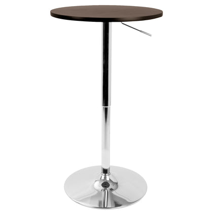 Mason - 3 Piece Swivel Mid-Century Modern Counter Height Dining Set With Adjustable Table - Chrome / Brown / White