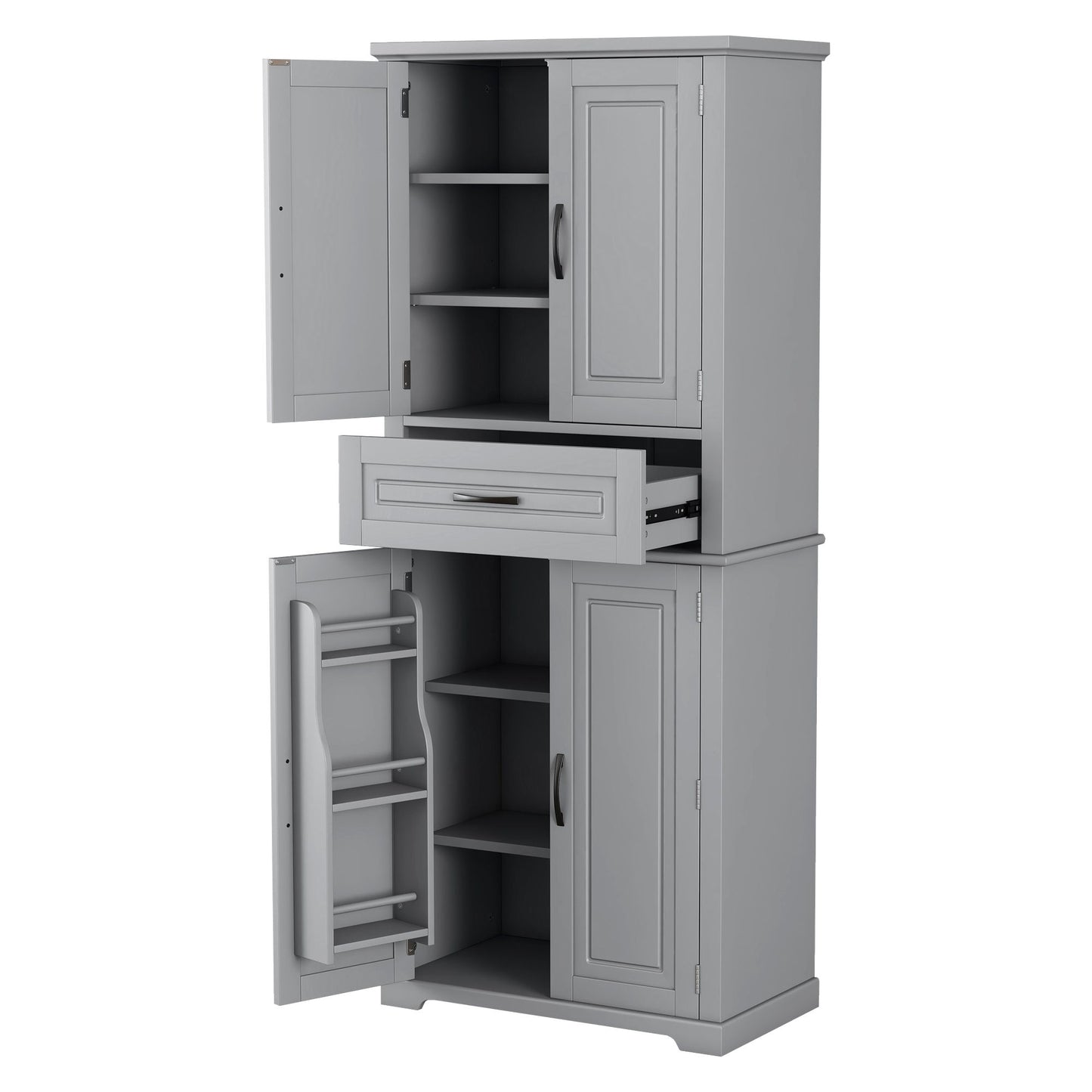 Bathroom Storage Cabinet With Multi Functional Storage Space, Material, Adjustable Shelf, Slide Rail Drawer - Gray