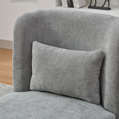 Modern Cushioned Armless Metal Base 360 Degree Swivel Chair With Pillow, Suitable For Living Room, Family Room, Bedroom, Lounge Area, Office - Gray