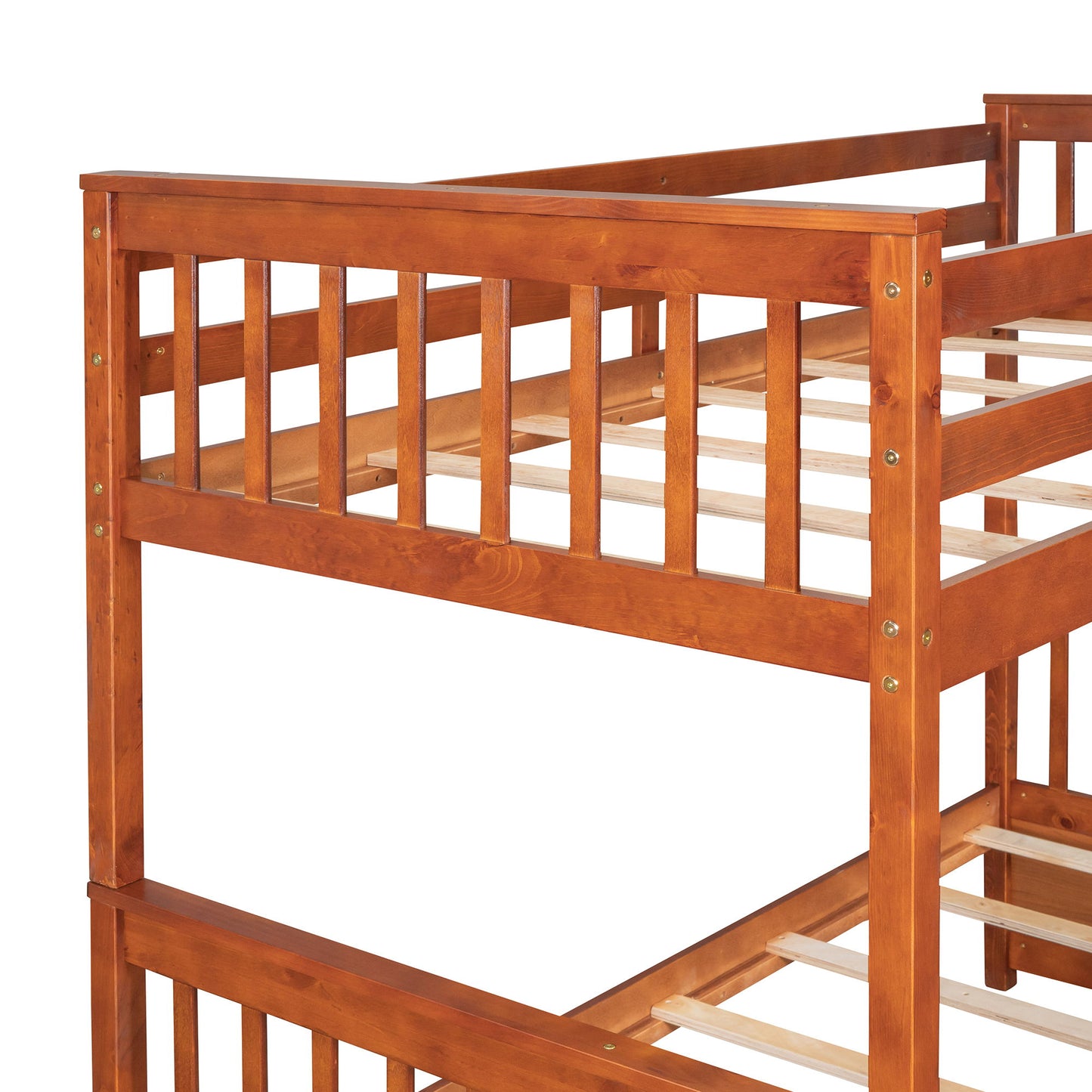 Twin Over Full Bunk Bed With Ladders And Two Storage Drawers - Walnut