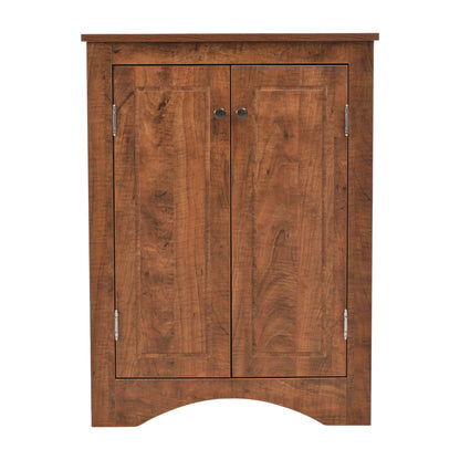 Triangle Bathroom Storage Cabinet With Adjustable Shelves, Freestanding Floor Cabinet For Home Kitchen - Brown