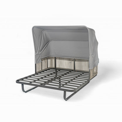 Outdoor Patio Daybed Rattan Daybed Outdoor Sunbed With Detachable Pillows For Patio, Backyard, Pool - Gray