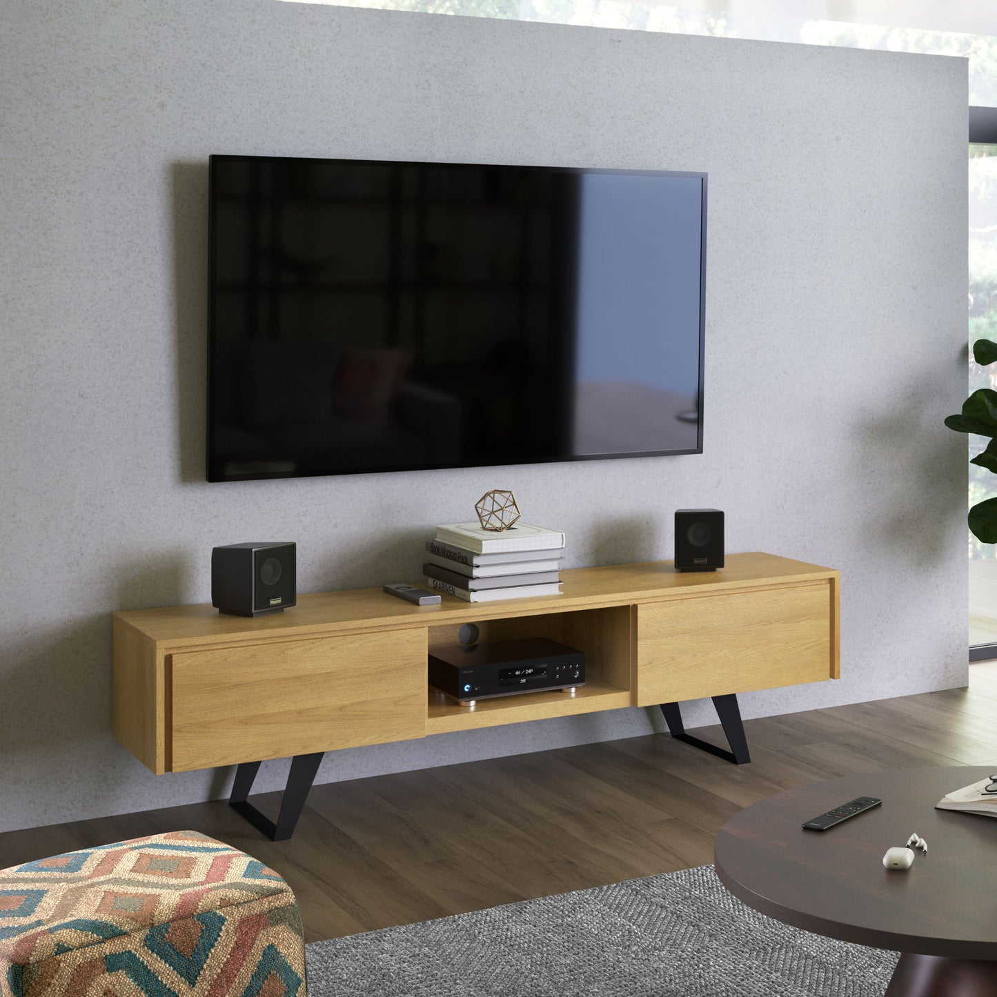 Lowry - Handcrafted TV Media Stand - Oak