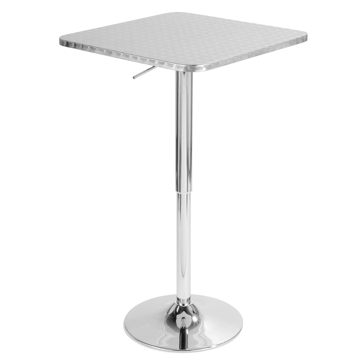 Ale - 3 Piece Bar Set Bistro Square Contemporary Adjustable Oval Footrest - Silver / Chrome / Gray