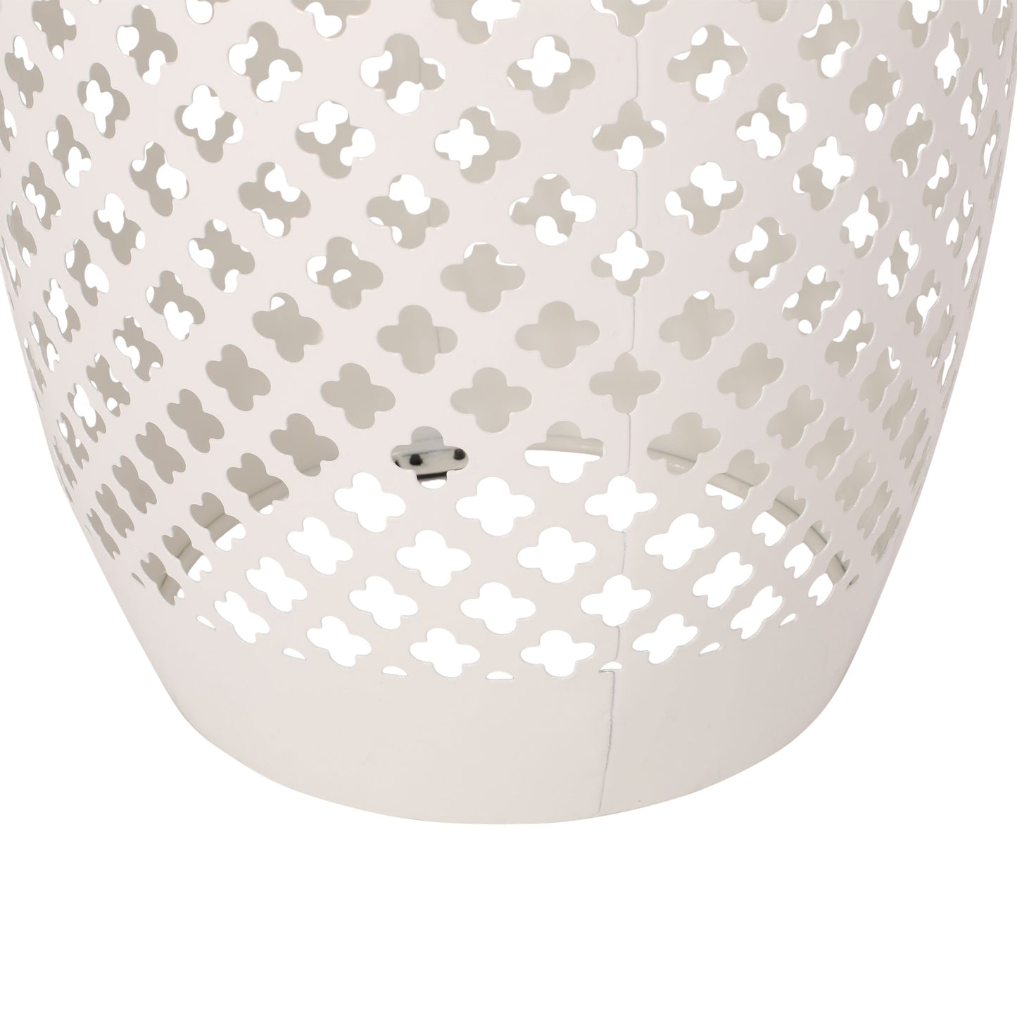 Transitional Roswell - Side Table With Tile Mosaic Top And Lace Cut Metal Frame - White