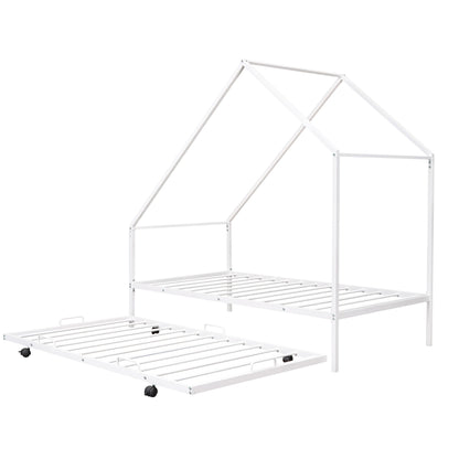 Twin Size House Bed & Trundle - White