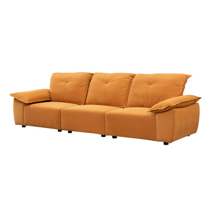 Contemporary Fabric Sofa With Removable Pillowcase And Backrest, Living Room Or Bedroom Use - Orange