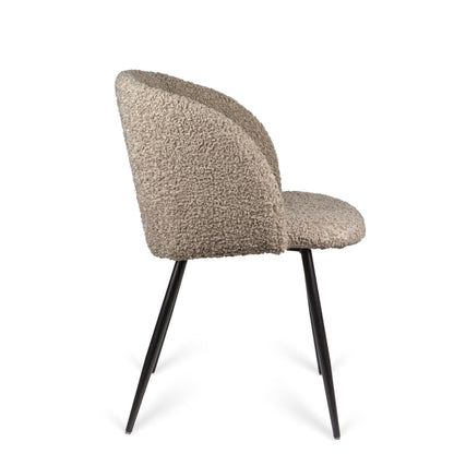 Adjust Legs Upholstered Teddy Faux Fur Dining Armrest Chair (Set of 2) - Light Brown