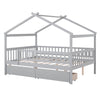 Full Size House Bed With 2 Drawers - Gray