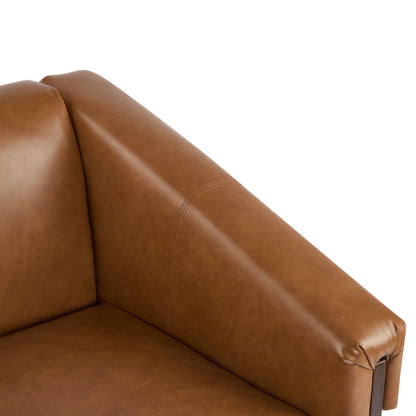 Sierra - Vintage Modern Accent Chair, Deep Cushions & Wide Armrests - Brown