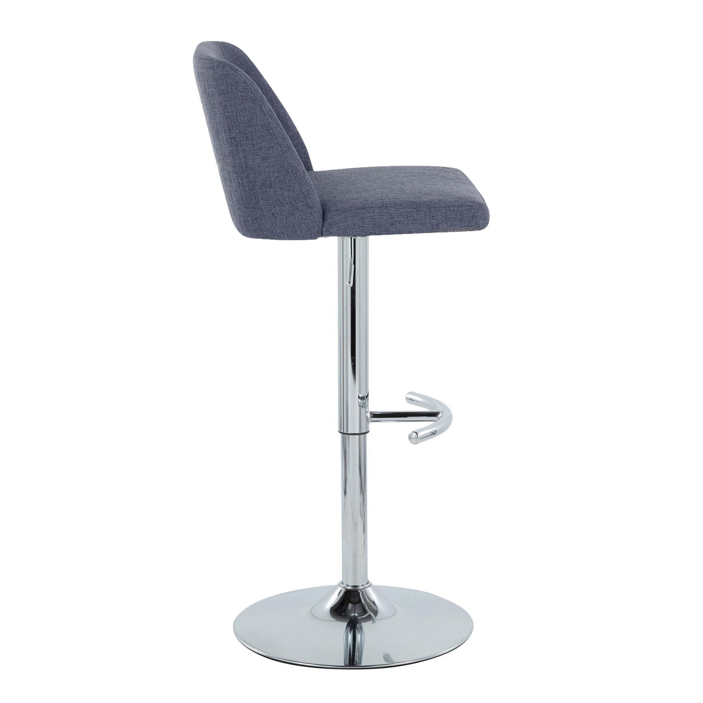 Toriano - Contemporary Adjustable Barstool With Swivel With Rounded T Footrest (Set of 2) - Blue / Chrome