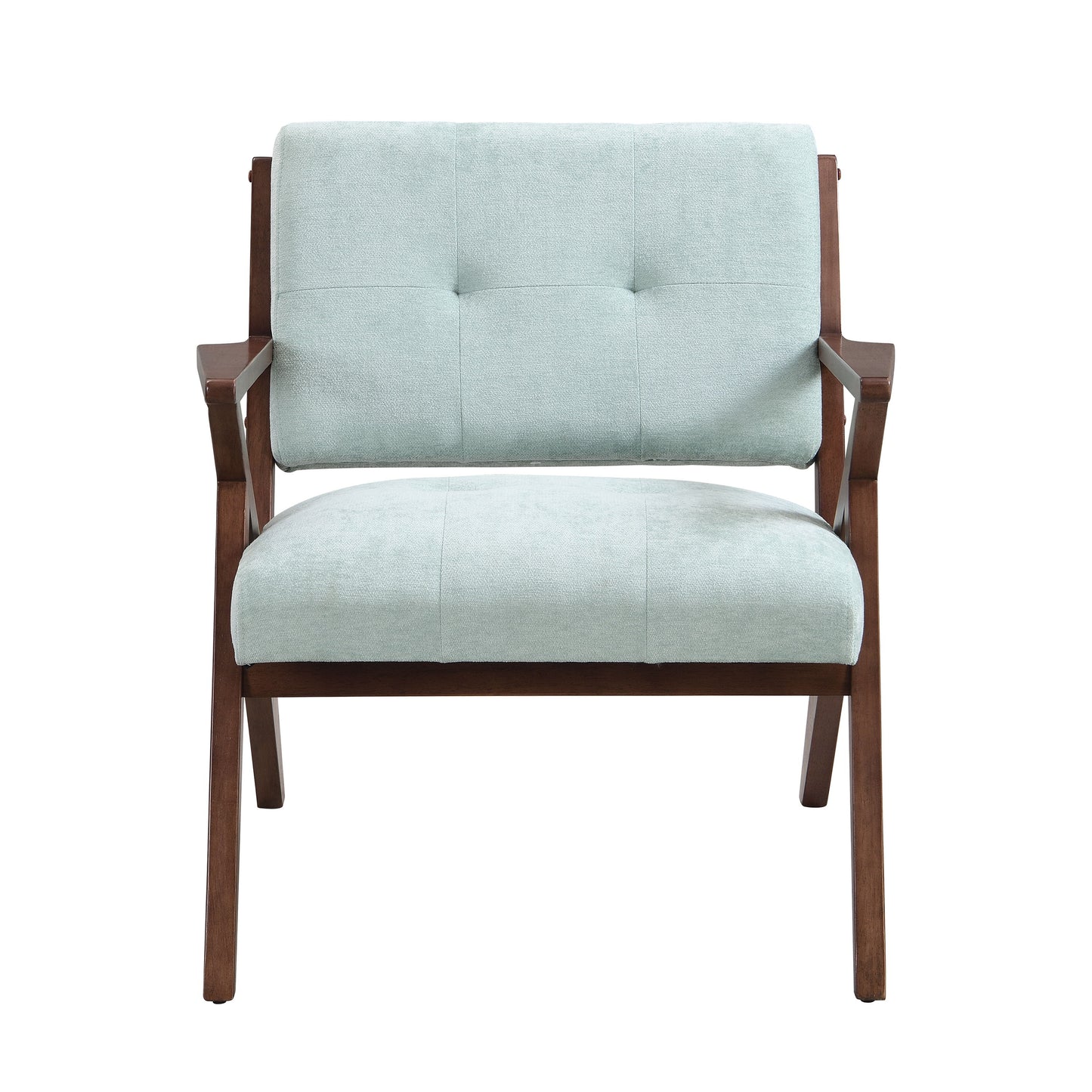 Modern Accent Chair With Plush Cushions, Angled Arm Design - Green