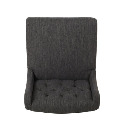 Solstara - Upholstered Fabric Dining Barstool With Button Tufted And Wing Back - Charcoal