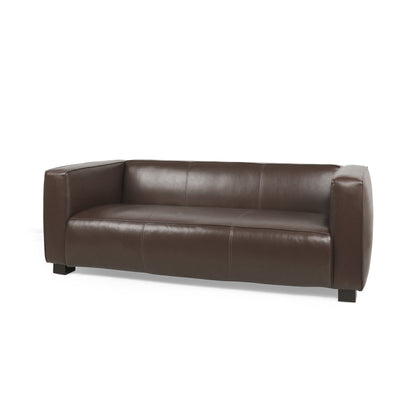 Contemporary 3 Seater Sofa With Tuxedo Design - Dark Brown