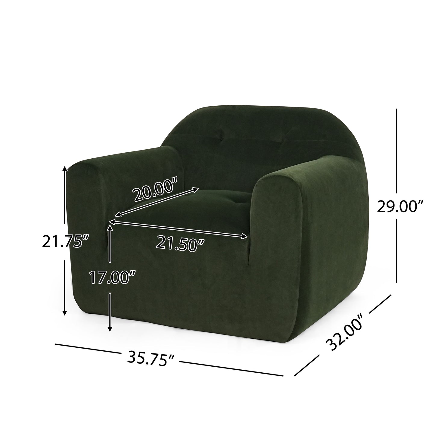 Harmonara - Boucle Upholstered Club Chair With Blind Tufting - Sage