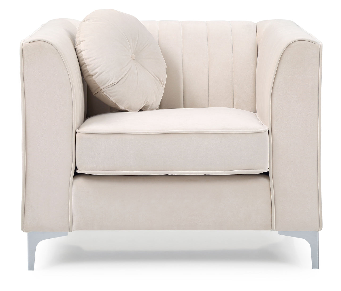 Contemporary Sloped Armchair - Ivory