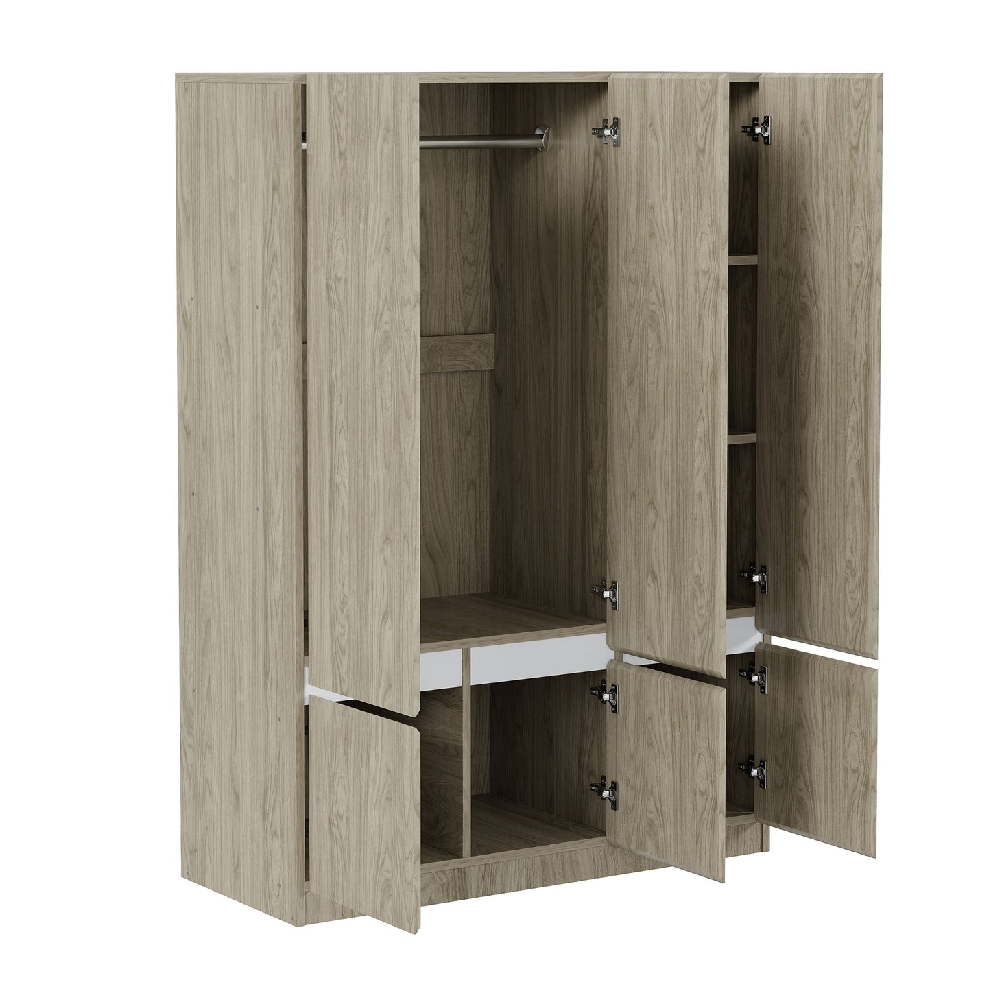 6 Doors Wardrobe Storage For Bedroom - Nature