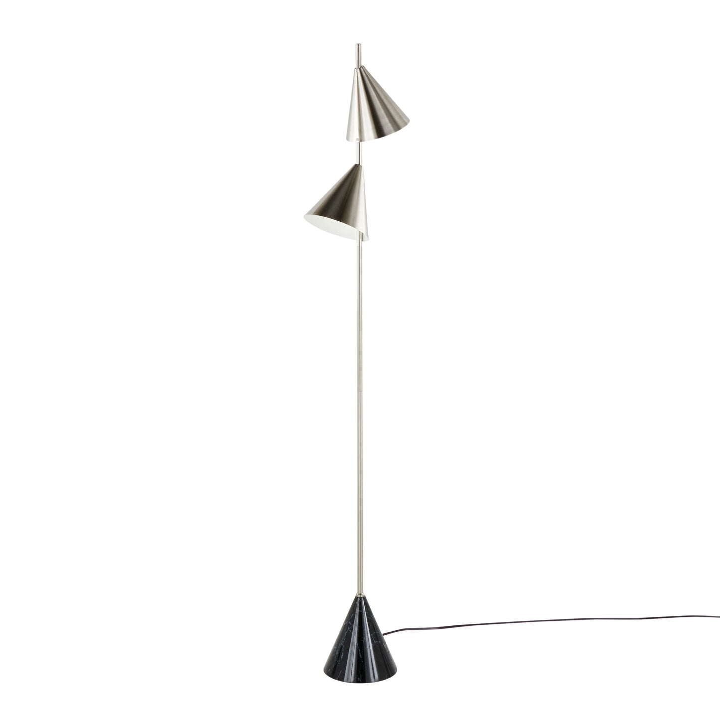 Cone - Contemporary Floor Lamp - Plated Nickel / Black