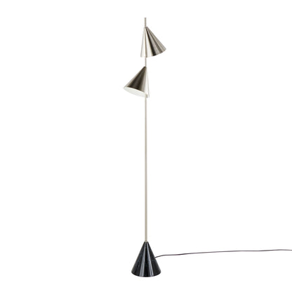 Cone - Contemporary Floor Lamp - Plated Nickel / Black
