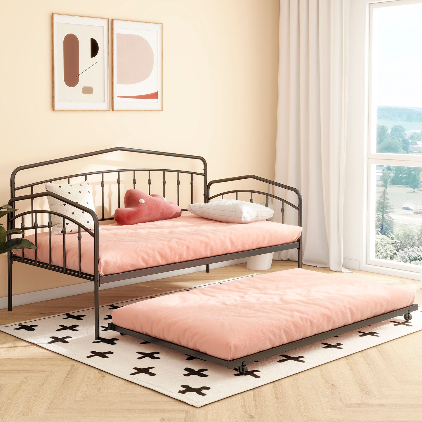 Fox - Twin Daybed With Twin Trundle - Black