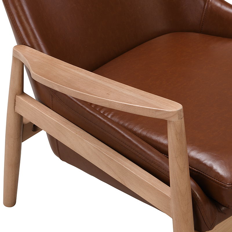 Accent Chair, Mid-Century Modern Armchair With Solid Wood Frame, Reading Leisure Chair With High Back For Living Room - Brown